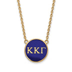 Sterling Silver Gold-plated LogoArt Kappa Kappa Gamma Sorority Greek Letters Large Color Enamel Pendant 18 inch Necklace