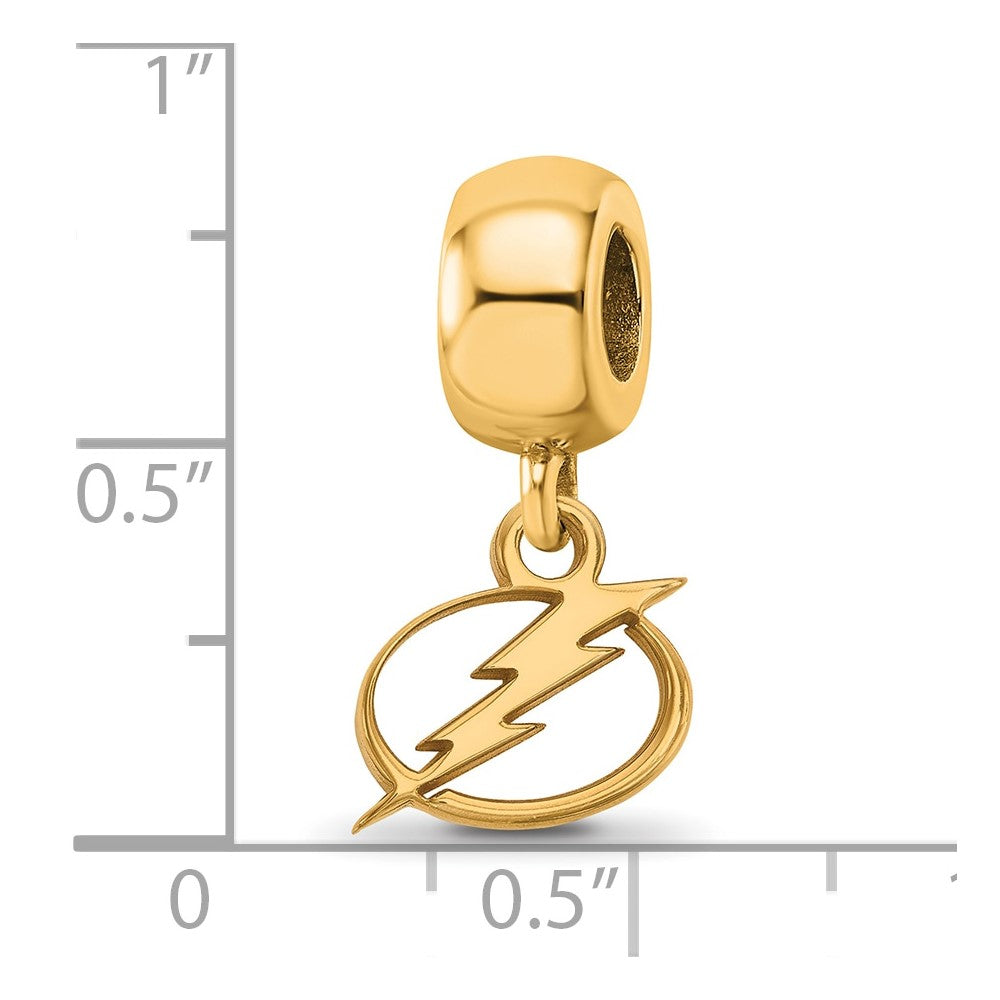 Sterling Silver Gold-plated NHL LogoArt Tampa Bay Lightning Extra Small Dangle Bead Charm