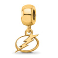 Sterling Silver Gold-plated NHL LogoArt Tampa Bay Lightning Extra Small Dangle Bead Charm
