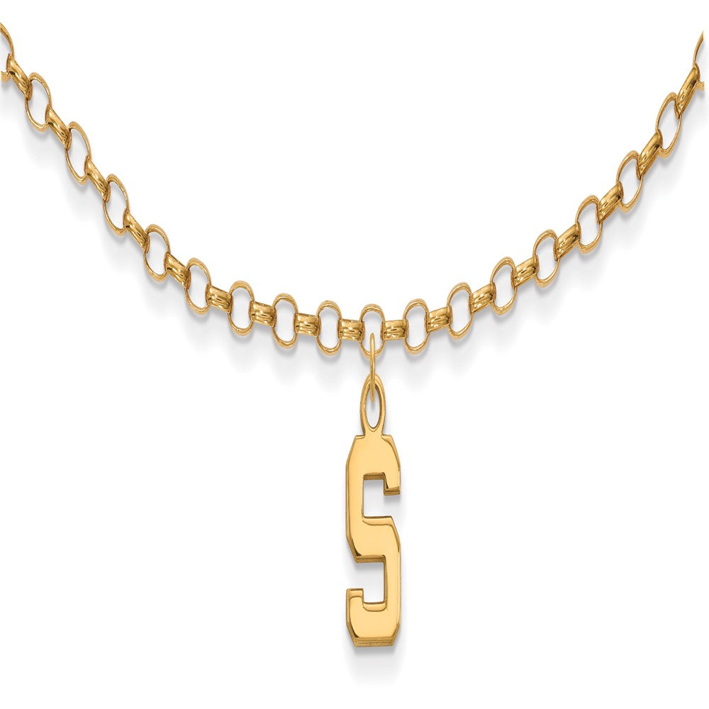 Sterling Silver Gold-plated LogoArt Michigan State University Letter S 9-inch Anklet