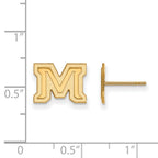 10k Gold LogoArt Montana State University Letter M Extra Small Post Earrings