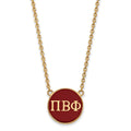 Sterling Silver Gold-plated LogoArt Pi Beta Phi Sorority Greek Letters Large Color Enamel Pendant 18 inch Necklace