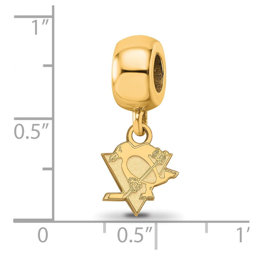 Sterling Silver Gold-plated NHL LogoArt Pittsburgh Penguins Extra Small Dangle Bead Charm