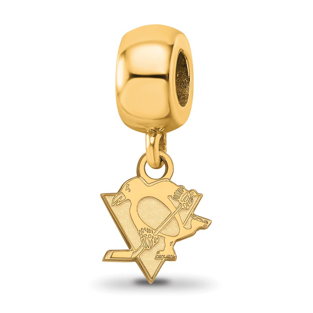 Sterling Silver Gold-plated NHL LogoArt Pittsburgh Penguins Extra Small Dangle Bead Charm