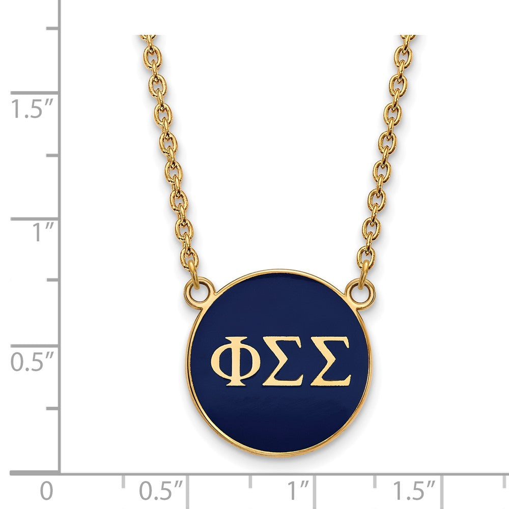 Sterling Silver Gold-plated LogoArt Phi Sigma Sigma Sorority Greek Letters Large Color Enamel Pendant 18 inch Necklace