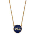 Sterling Silver Gold-plated LogoArt Phi Sigma Sigma Sorority Greek Letters Large Color Enamel Pendant 18 inch Necklace