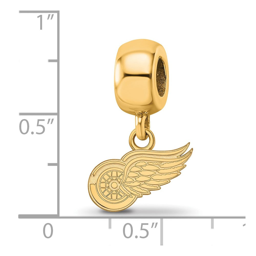 Sterling Silver Gold-plated NHL LogoArt Detroit Red Wings Extra Small Dangle Bead