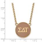 Sterling Silver Gold-plated LogoArt Sigma Delta Tau Sorority Greek Letters Large Color Enamel Pendant 18 inch Necklace