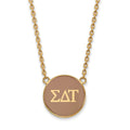 Sterling Silver Gold-plated LogoArt Sigma Delta Tau Sorority Greek Letters Large Color Enamel Pendant 18 inch Necklace
