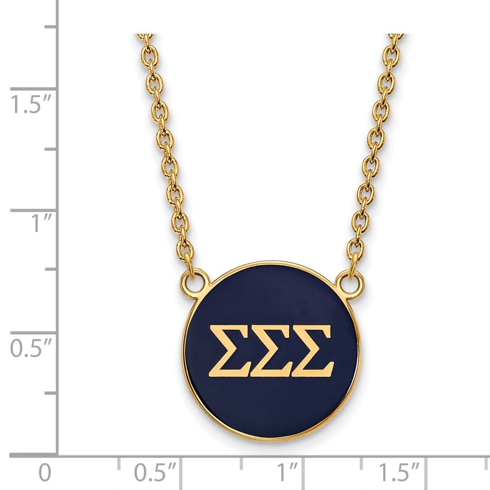 Sterling Silver Gold-plated LogoArt Sigma Sigma Sigma Sorority Greek Letters Large Color Enamel Pendant 18 inch Necklace