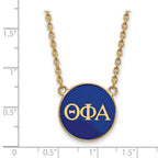 Sterling Silver Gold-plated LogoArt Theta Phi Alpha Sorority Greek Letters Large Color Enamel Pendant 18 inch Necklace