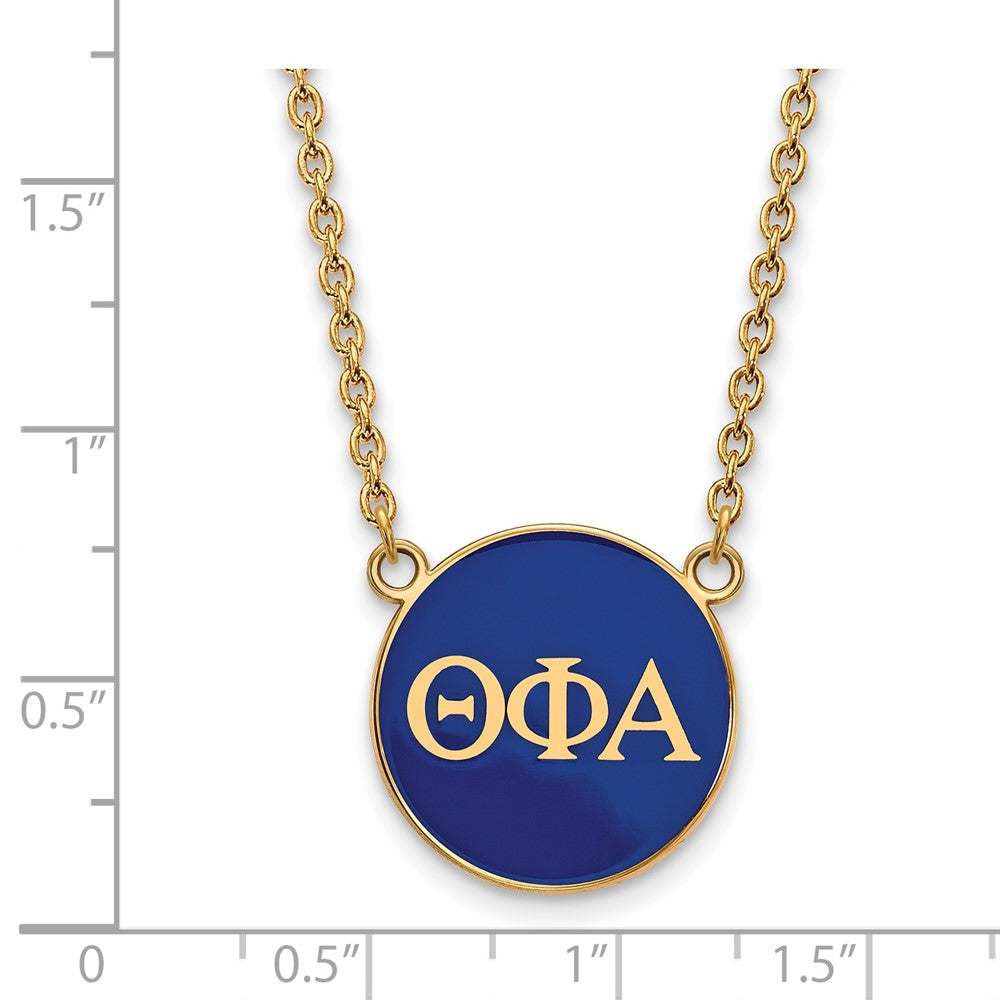 Sterling Silver Gold-plated LogoArt Theta Phi Alpha Sorority Greek Letters Large Color Enamel Pendant 18 inch Necklace