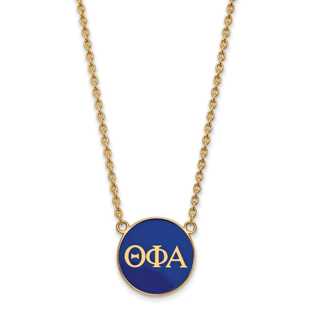 Sterling Silver Gold-plated LogoArt Theta Phi Alpha Sorority Greek Letters Large Color Enamel Pendant 18 inch Necklace