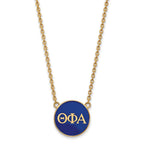 Sterling Silver Gold-plated LogoArt Theta Phi Alpha Sorority Greek Letters Large Color Enamel Pendant 18 inch Necklace
