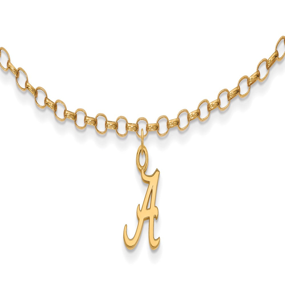 Sterling Silver Gold-plated LogoArt University of Alabama 9 inch Anklet