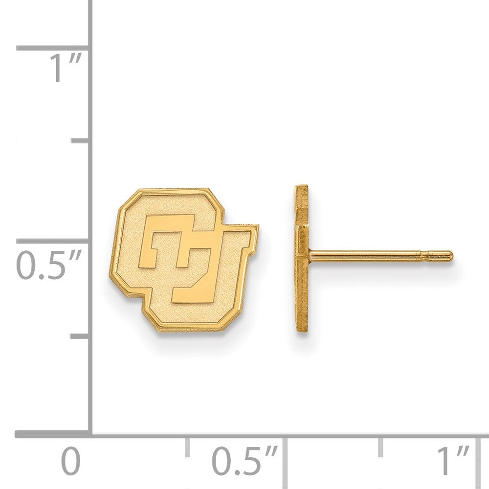 Sterling Silver Gold-plated LogoArt University of Colorado C-U Extra Small Post Earrings