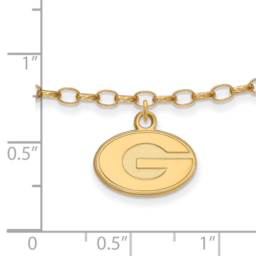 Sterling Silver Gold-plated LogoArt University of Georgia Letter G 9-inch Anklet