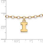 Sterling Silver Gold-plated LogoArt University of Illinois Letter I 9-inch Anklet