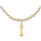 Sterling Silver Gold-plated LogoArt University of Illinois Letter I 9-inch Anklet