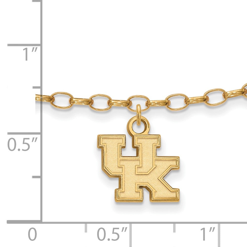 Sterling Silver Gold-plated LogoArt University of Kentucky U-K 9 inch Anklet