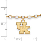 Sterling Silver Gold-plated LogoArt University of Kentucky U-K 9 inch Anklet