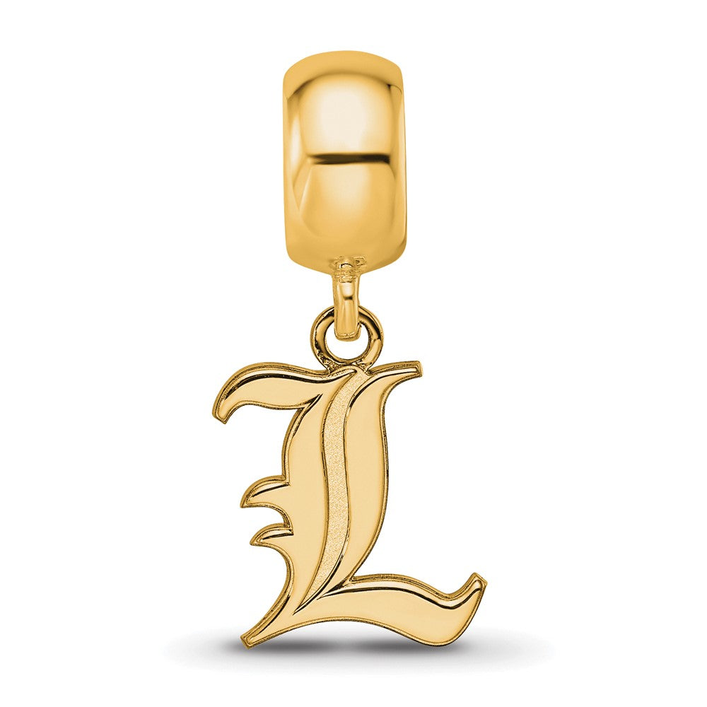 Sterling Silver Gold-plated LogoArt University of Louisville Letter L Small Dangle Bead Charm