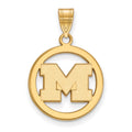 Sterling Silver Gold-plated LogoArt University of Michigan Letter M Medium Circle Pendant