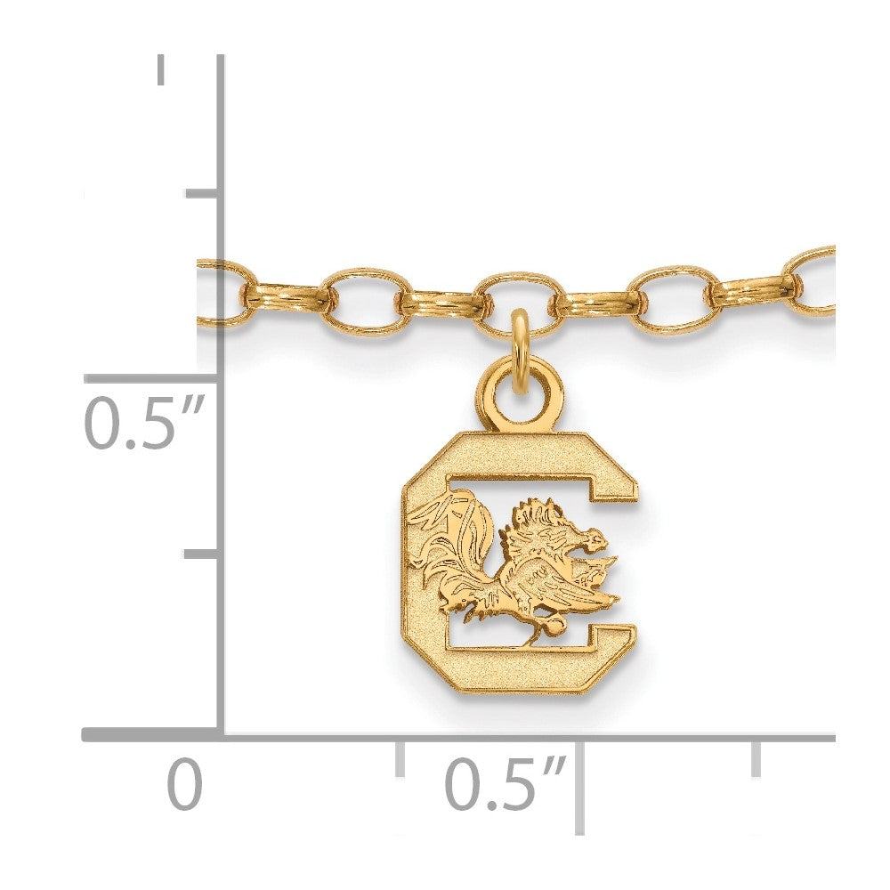 Sterling Silver Gold-plated LogoArt University of South Carolina 9 inch Anklet