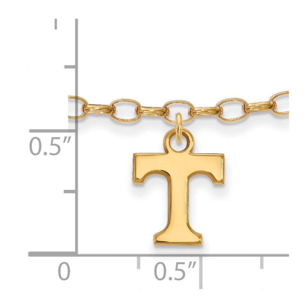 Sterling Silver Gold-plated LogoArt University of Tennessee Letter T 9 inch Anklet