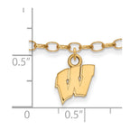 Sterling Silver Gold-plated LogoArt University of Wisconsin Letter W 9-inch Anklet