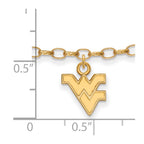 Sterling Silver Gold-plated LogoArt West Virginia University W-V 9-inch Anklet