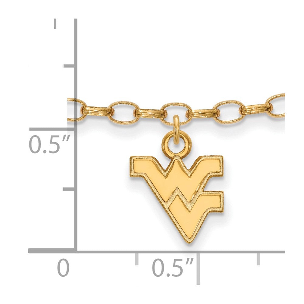 Sterling Silver Gold-plated LogoArt West Virginia University W-V 9-inch Anklet