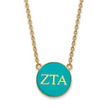 Sterling Silver Gold-plated LogoArt Zeta Tau Alpha Sorority Greek Letters Large Color Enamel Pendant 18 inch Necklace