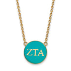 Sterling Silver Gold-plated LogoArt Zeta Tau Alpha Sorority Greek Letters Large Color Enamel Pendant 18 inch Necklace