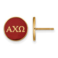 Sterling Silver Gold-plated LogoArt Alpha Chi Omega Sorority Greek Letters Color Enamel Post Earrings
