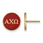 Sterling Silver Gold-plated LogoArt Alpha Chi Omega Sorority Greek Letters Color Enamel Post Earrings