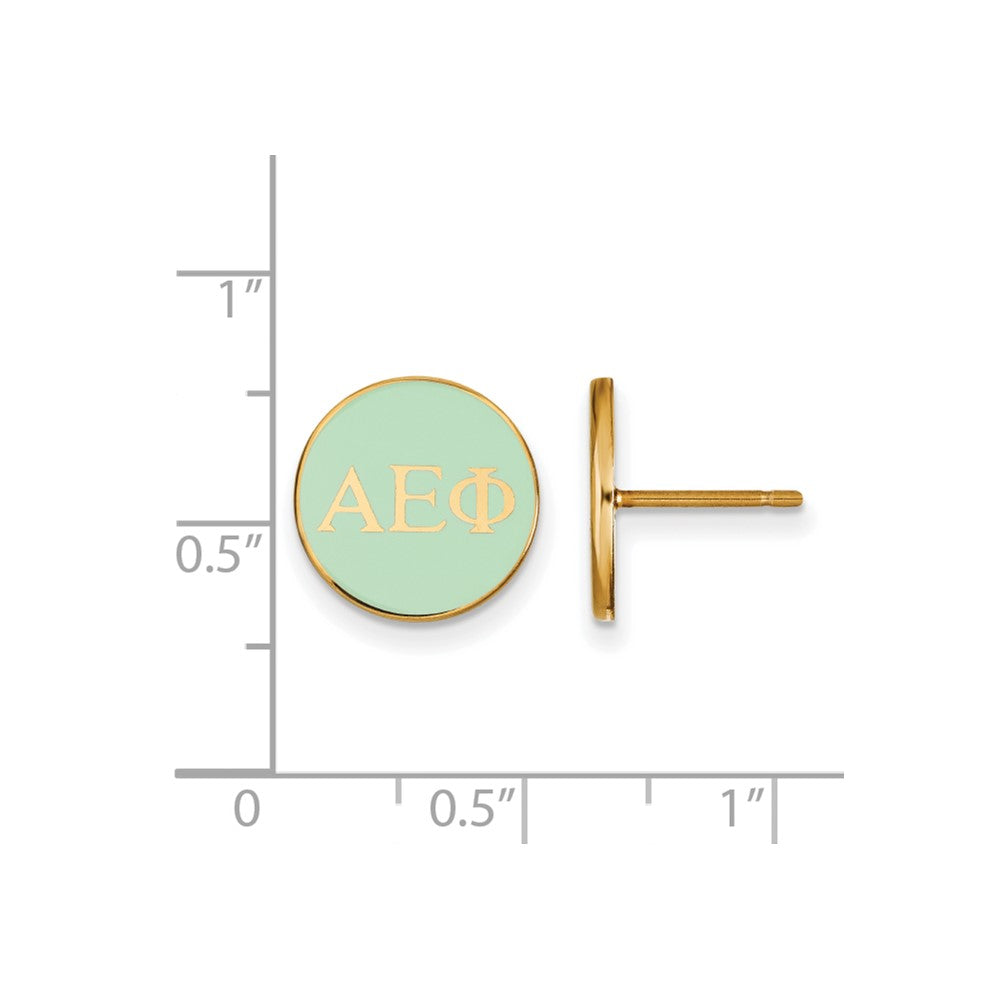 Sterling Silver Gold-plated LogoArt Alpha Epsilon Phi Sorority Greek Letters Color Enamel Post Earrings