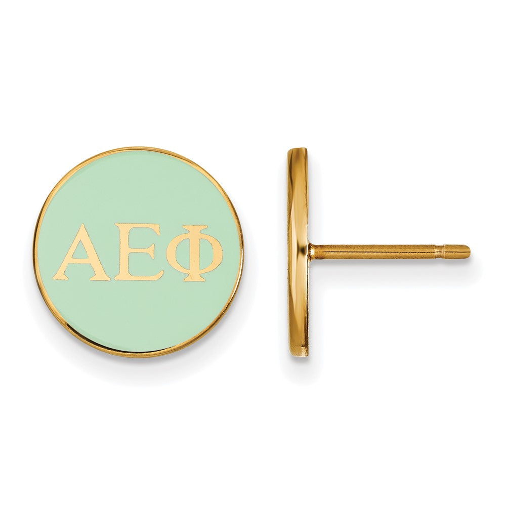 Sterling Silver Gold-plated LogoArt Alpha Epsilon Phi Sorority Greek Letters Color Enamel Post Earrings