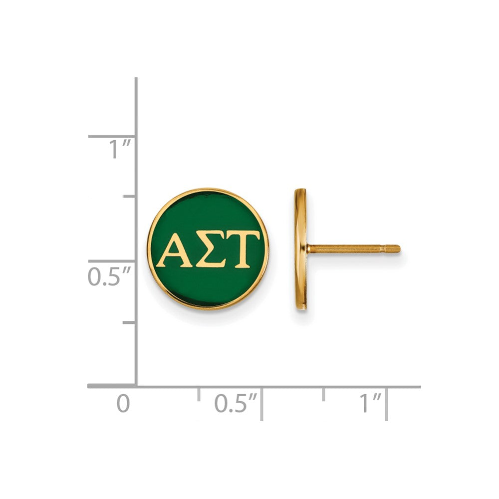 Sterling Silver Gold-plated LogoArt Alpha Sigma Tau Sorority Greek Letters Color Enamel Post Earrings