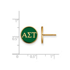 Sterling Silver Gold-plated LogoArt Alpha Sigma Tau Sorority Greek Letters Color Enamel Post Earrings