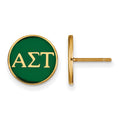 Sterling Silver Gold-plated LogoArt Alpha Sigma Tau Sorority Greek Letters Color Enamel Post Earrings