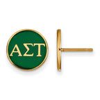 Sterling Silver Gold-plated LogoArt Alpha Sigma Tau Sorority Greek Letters Color Enamel Post Earrings