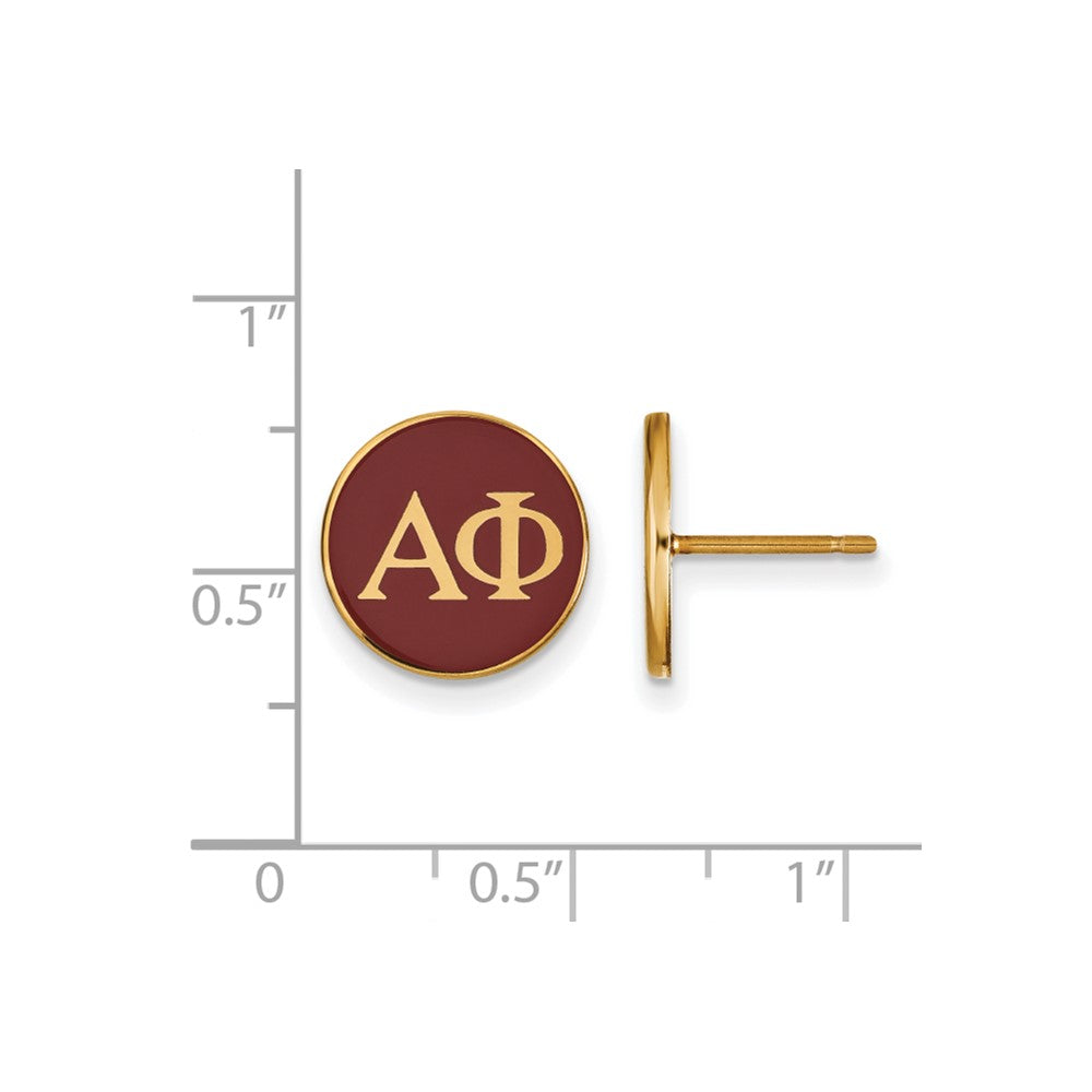 Sterling Silver Gold-plated LogoArt Alpha Phi Sorority Greek Letters Color Enamel Post Earrings