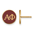 Sterling Silver Gold-plated LogoArt Alpha Phi Sorority Greek Letters Color Enamel Post Earrings