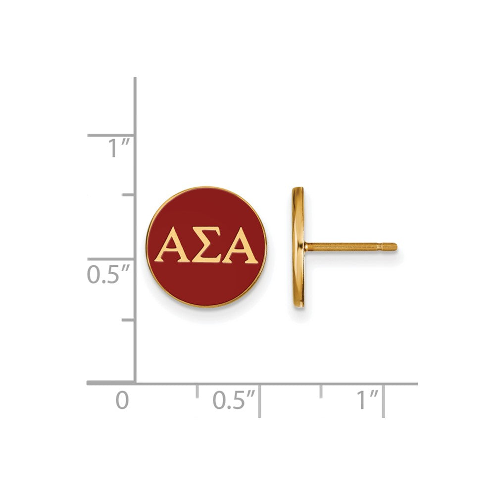 Sterling Silver Gold-plated LogoArt Alpha Sigma Alpha Sorority Greek Letters Color Enamel Post Earrings