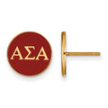 Sterling Silver Gold-plated LogoArt Alpha Sigma Alpha Sorority Greek Letters Color Enamel Post Earrings