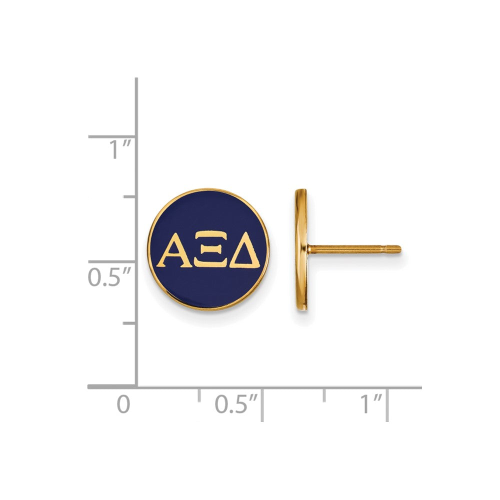 Sterling Silver Gold-plated LogoArt Alpha Xi Delta Sorority Greek Letters Color Enamel Post Earrings