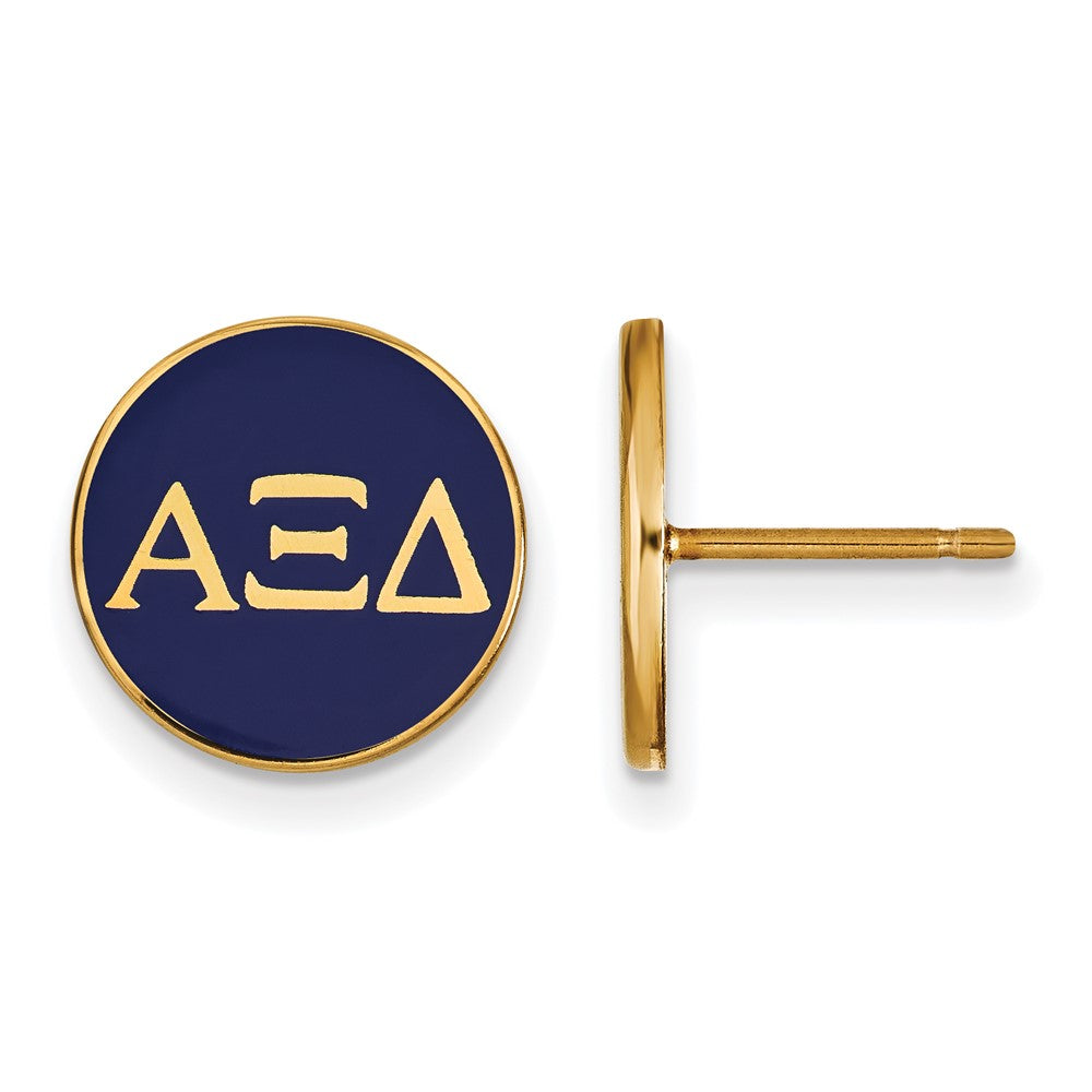 Sterling Silver Gold-plated LogoArt Alpha Xi Delta Sorority Greek Letters Color Enamel Post Earrings