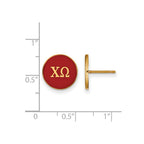 Sterling Silver Gold-plated LogoArt Chi Omega Sorority Greek Letters Color Enamel Post Earrings