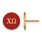 Sterling Silver Gold-plated LogoArt Chi Omega Sorority Greek Letters Color Enamel Post Earrings